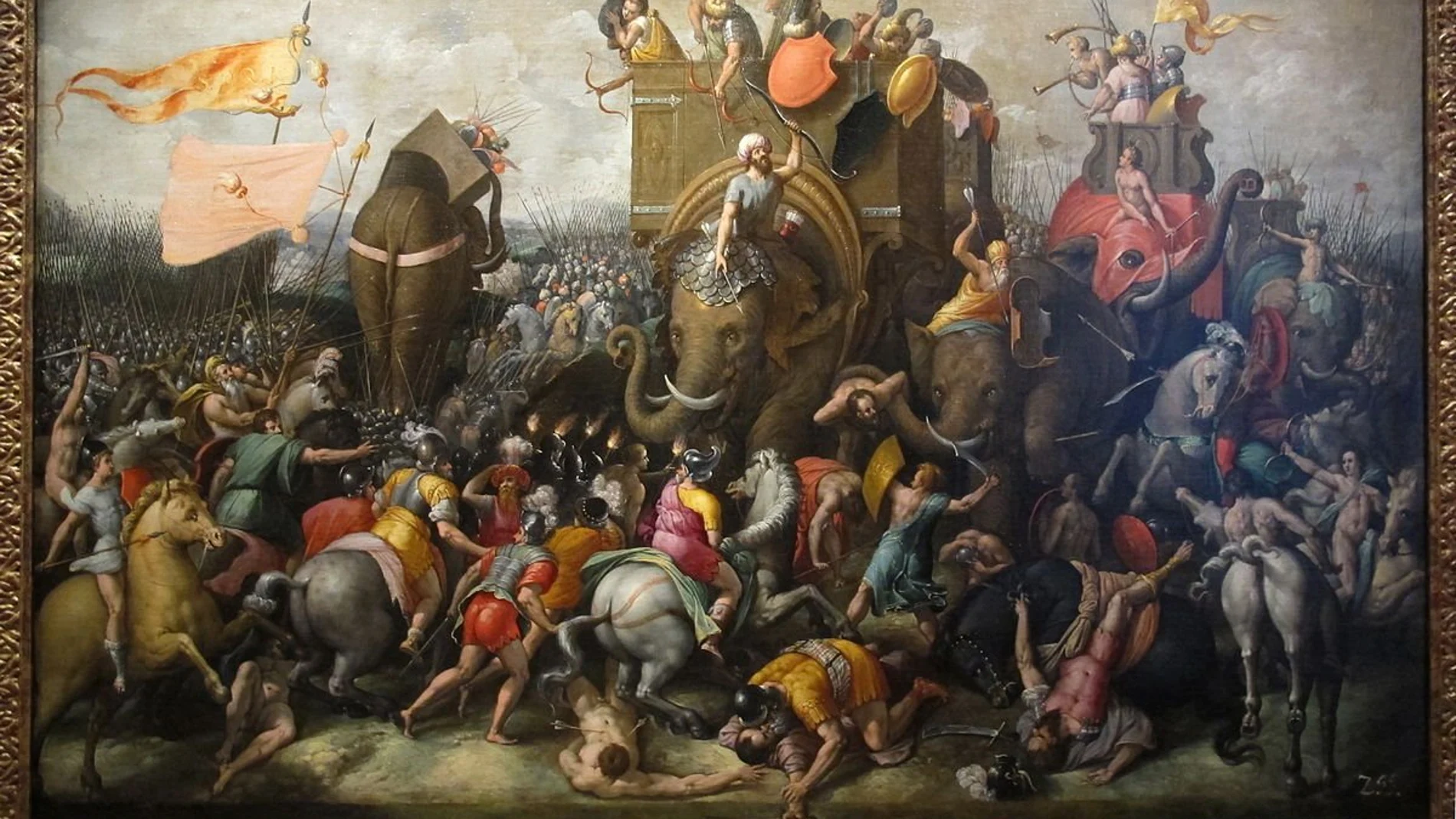 Obra de Cornelis Cort sobre la batalla de Zama, desenlace de la segunda guerra púnica