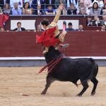 The bullfighter Roca Rey suffers an injury on his first bull in the Plaza de las Ventas. In MAdrid, 6th October 2024.